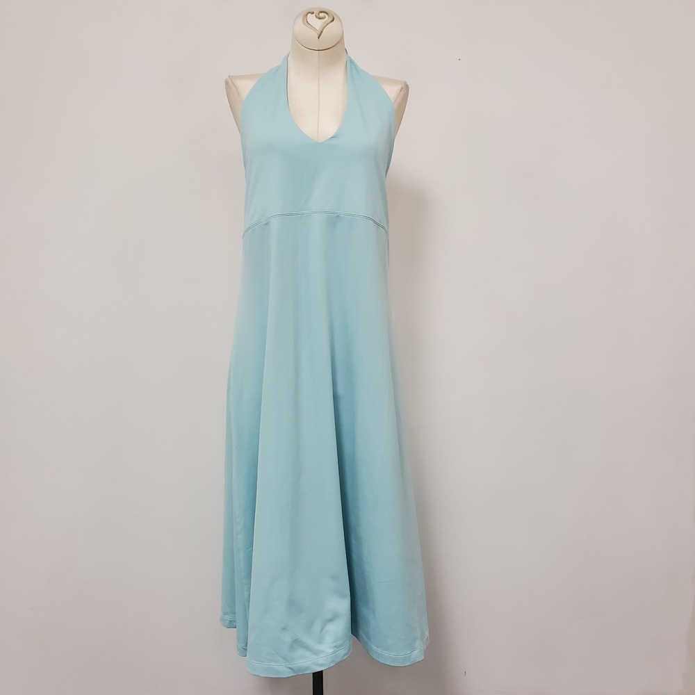 Patagonia Womens Morning Glory Dress Size XL Blue Midi Halter Outdoor Tie Back - Picture 2 of 12